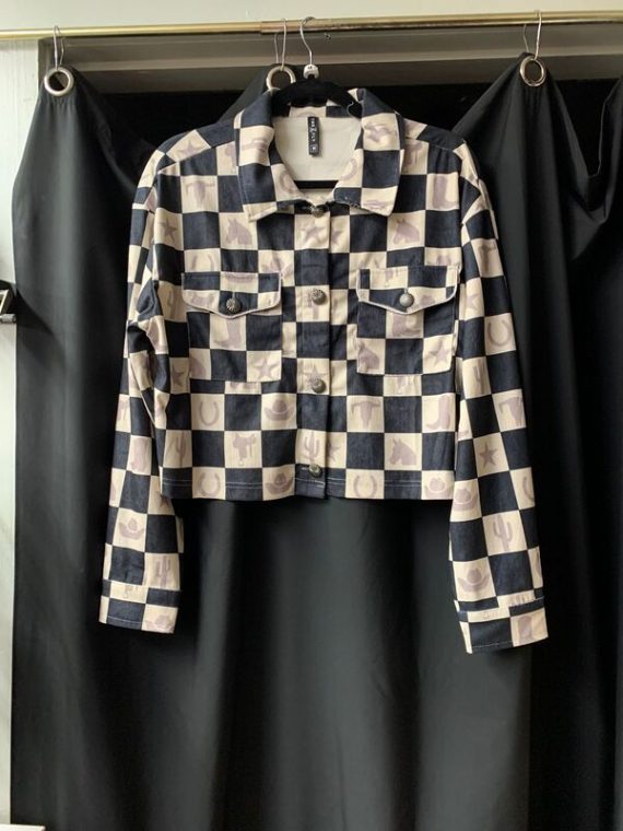 Women's checkers jacket on The Other Place Lampasas