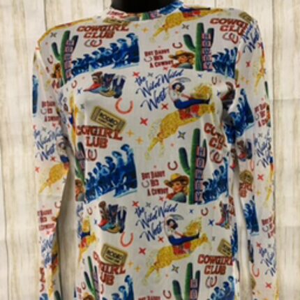 Shirt - Mesh Ivory Cowgirl Collage