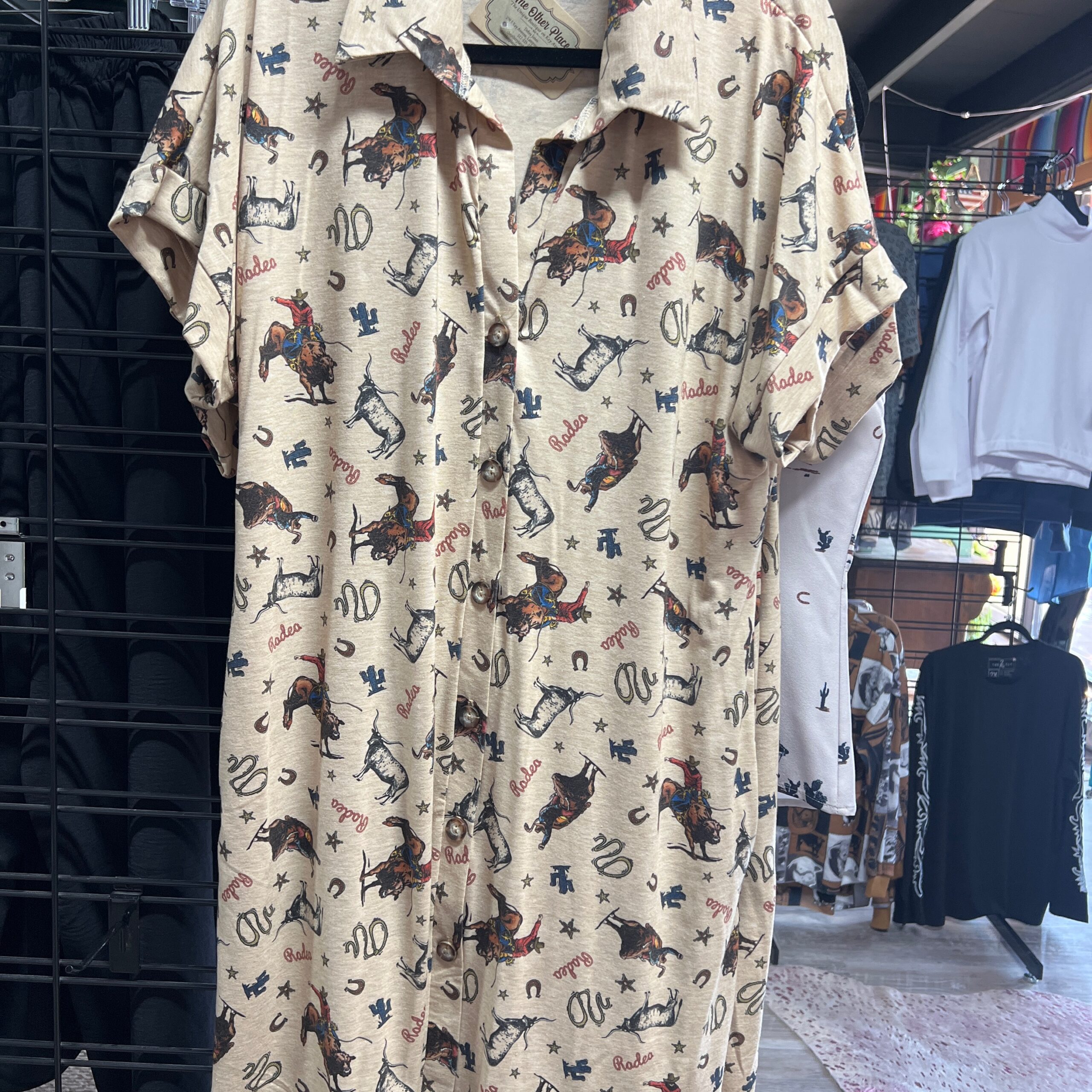 Dress - Cowboy Print Button Front