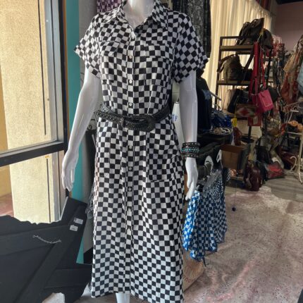 Dress - Kimono Black & White Checkered