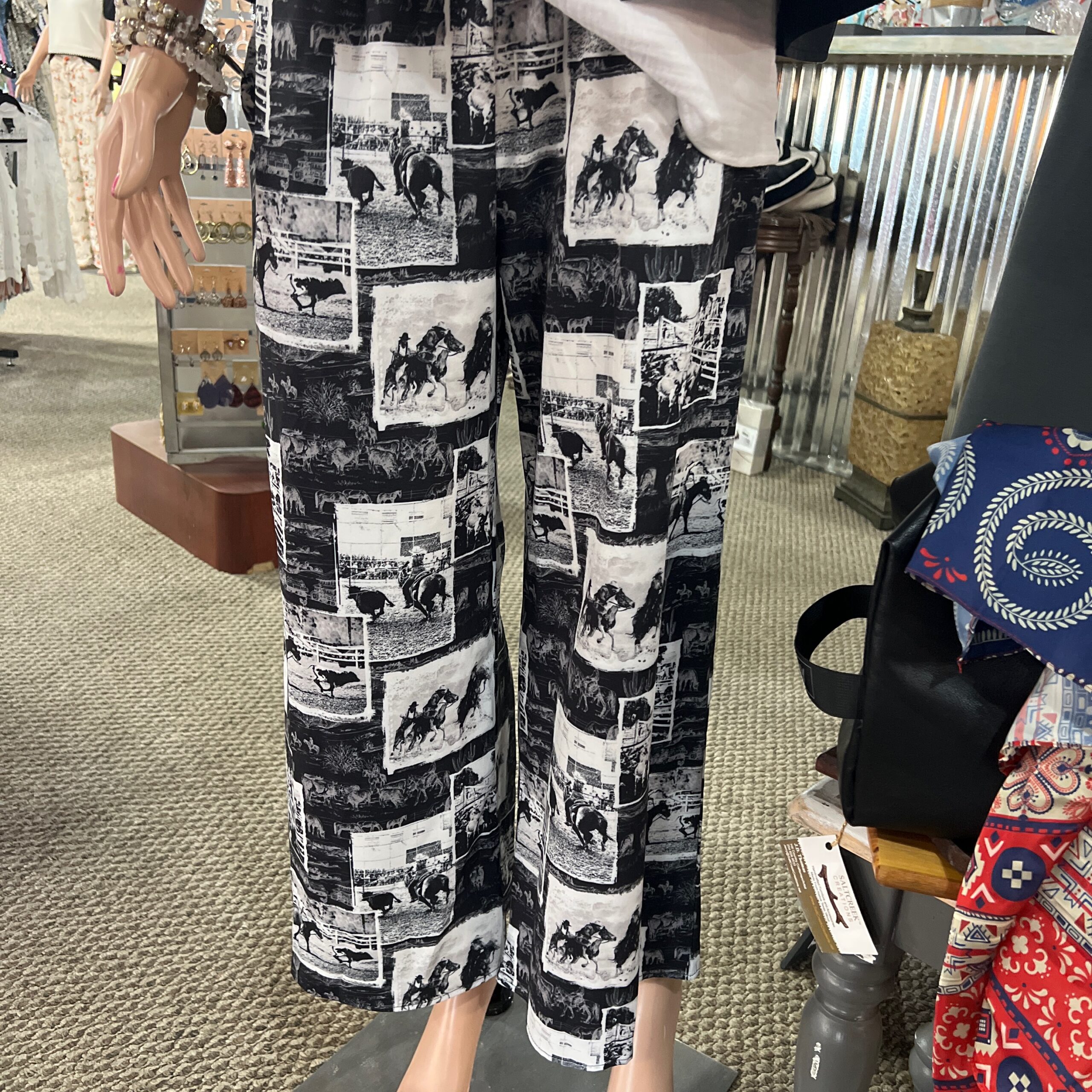 Pants - Vintage Western Print Smock Waist
