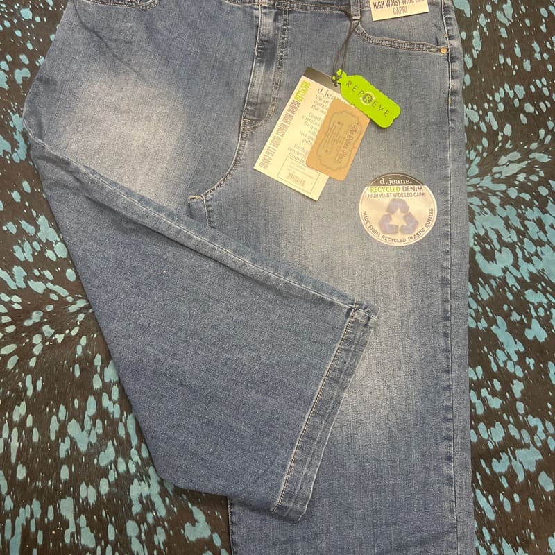 Jeans - Capri High Waist Wide Leg Denim
