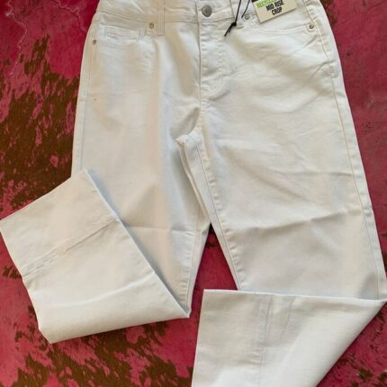 Jeans - White Twill Mid Rise Crop