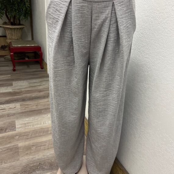 Pants - Black White Stripe Gauze Pants