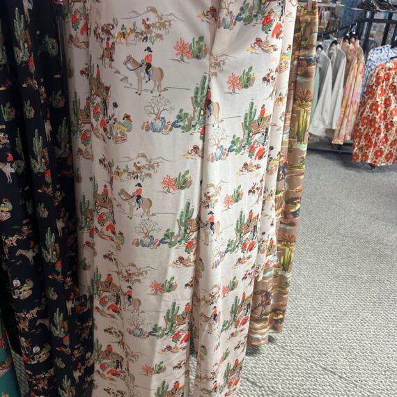 Pants - Tan Wagon Print Trouser with pockets