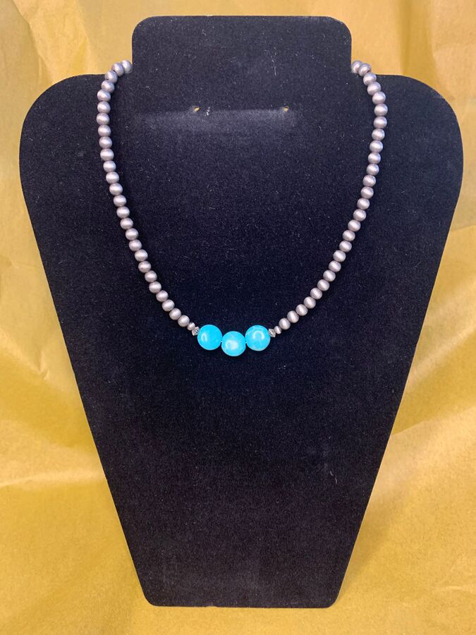 Necklace - Navajo Beads with 3 Turquoise Beads