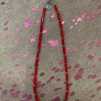 Necklace - Red Beaded w Pendant
