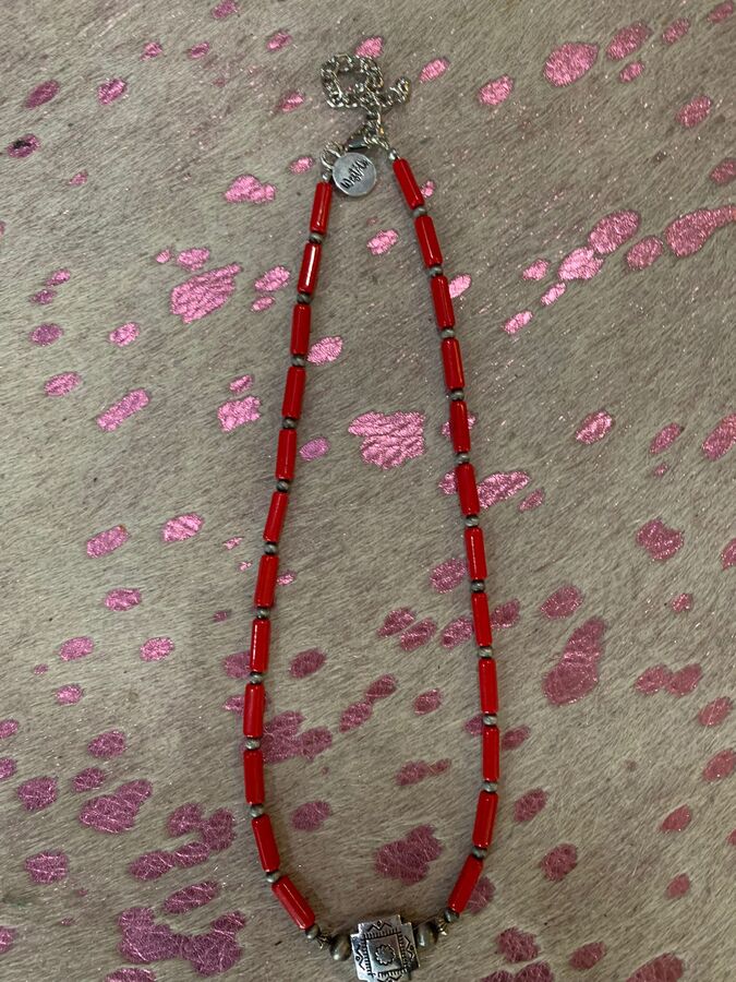 Necklace - Red Beaded w/Pendant