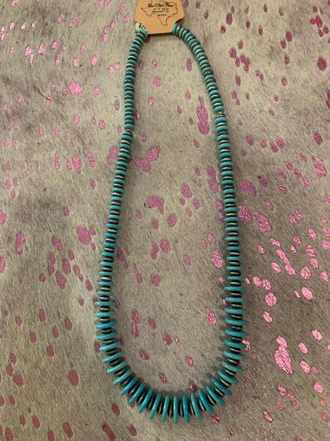 Necklace - Stacked Turquoise & Navajo Pearls
