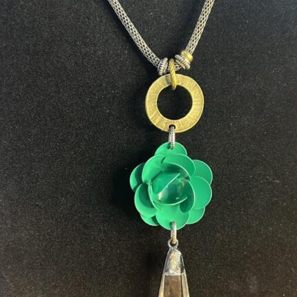 Necklace - Turquoise Rose w Crystal Tear Drop