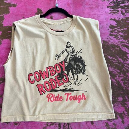 T-Shirt - Muted Mustard Crop, Cowboy Tough