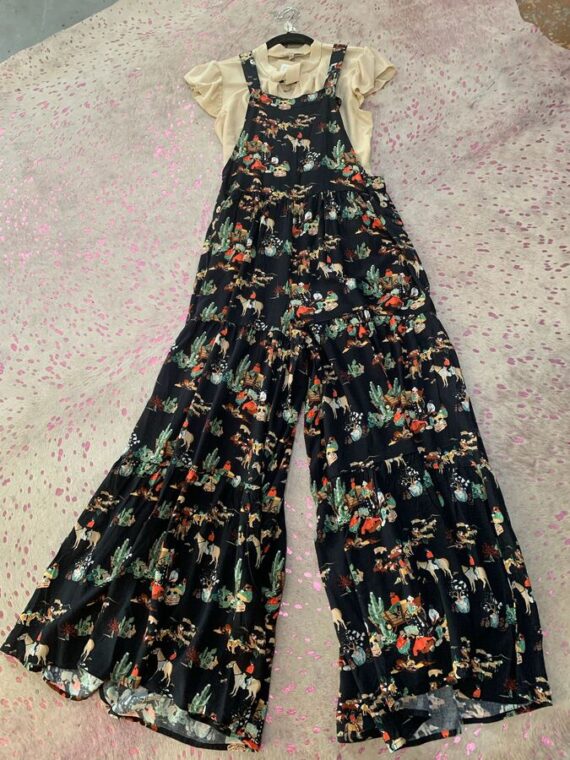 Romper Overall Ruffle Black Wagon TH86