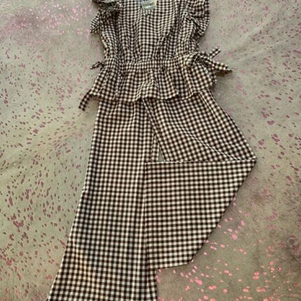 Set Pant and Shirt Brown Gingham 1