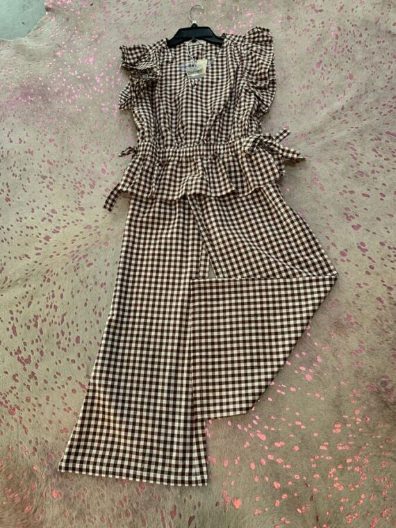 Set Pant and Shirt Brown Gingham 1