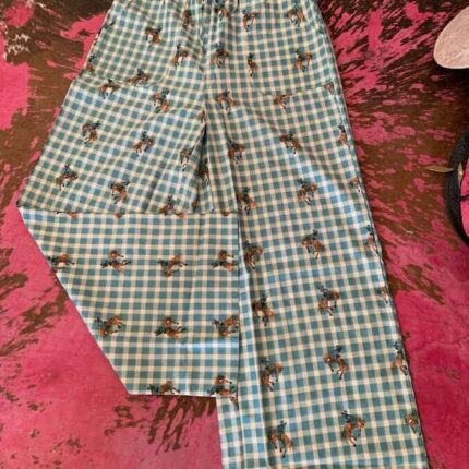 Pant Teal Gingham Horse