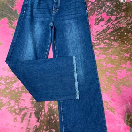 Jeans Bamboo Dk Wsh Wide Leg Fringe