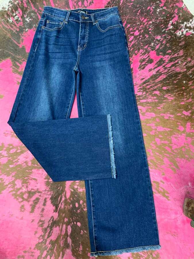 Jeans Bamboo Dk Wsh Wide Leg Fringe