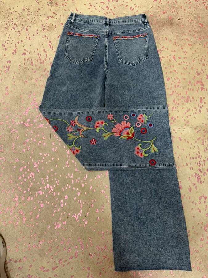 Jean Pink Embroidery Floral