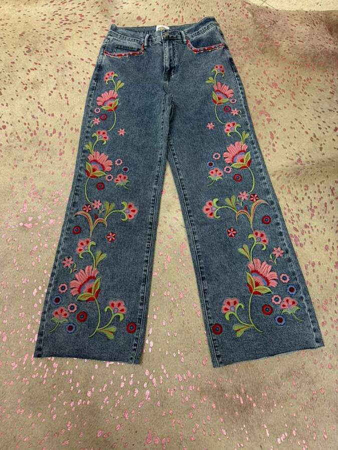Jean Pink Embroidery Floral