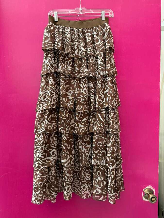 Skirt Leopard Jacquard Chiffon Maxi