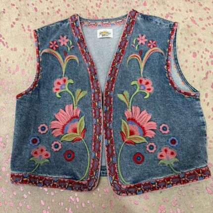 Vest Pink Embroidery Floral