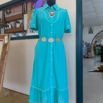 Dress Solid Turquoise Pearl Snap