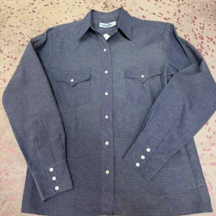 Shirt Dark Chambray Denim Pearl Snaps