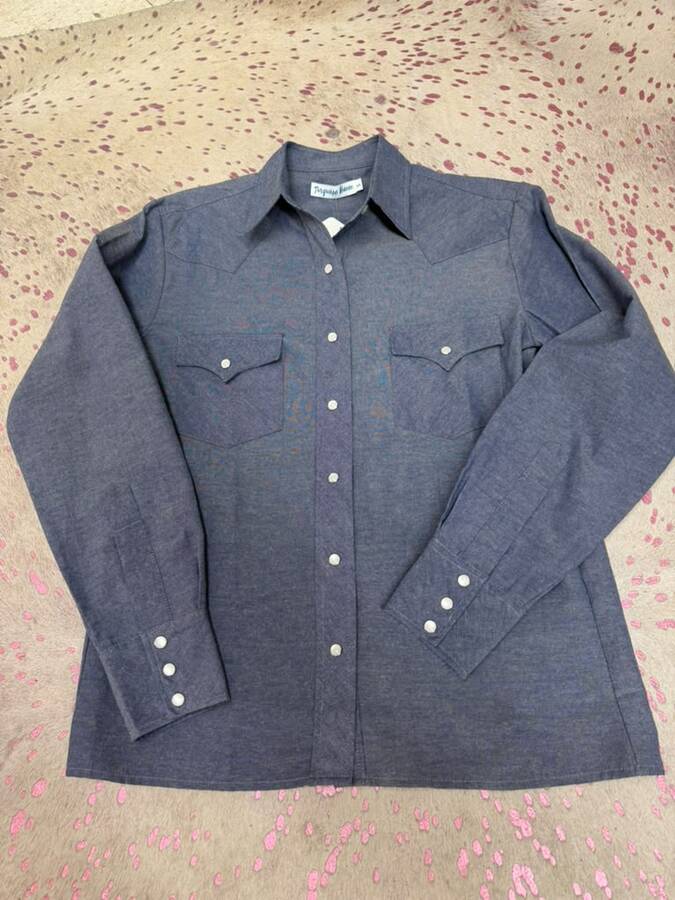 Shirt Dark Chambray Denim Pearl Snaps