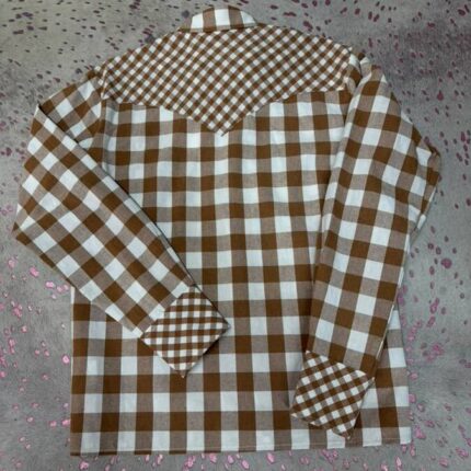 Shirt Tan Mixed Gingham 2