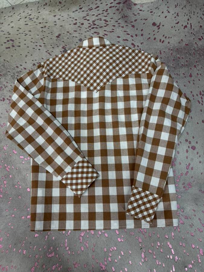 Shirt Tan Mixed Gingham