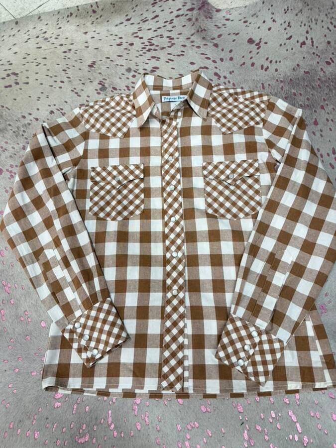 Shirt Tan Mixed Gingham